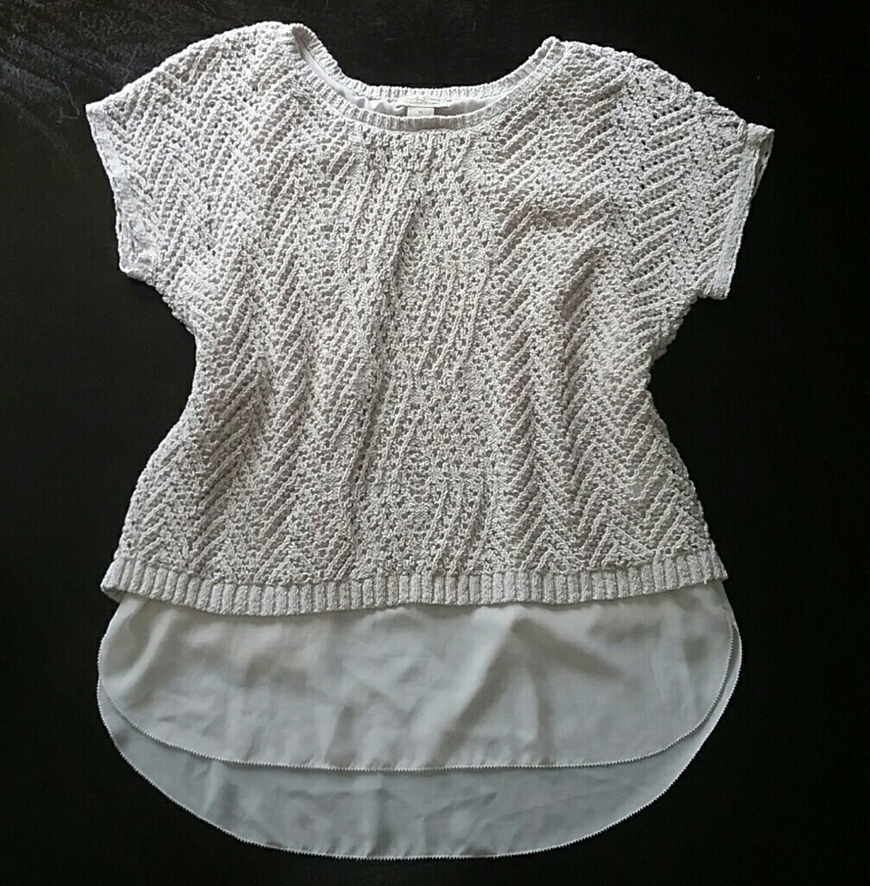 Lucky Brand Cream Sweater Short Sleeve - Medium